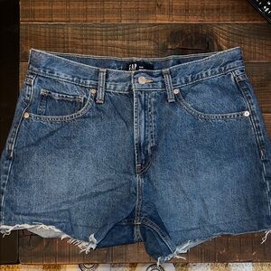 GAP Blue Denim Frayed Hem Shorts
